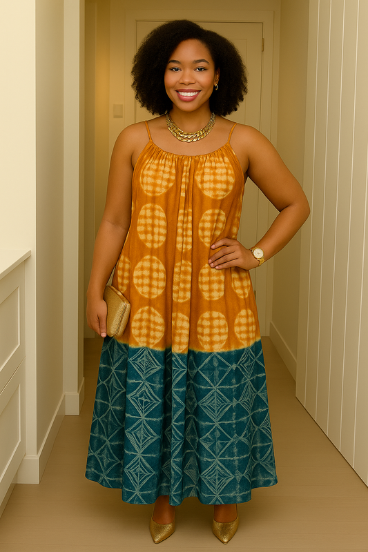 Adire crepe dress